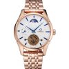 45MM 18K Rose-Gold Plated Bezel Replica Omega De Ville Moonphase Tourbillon