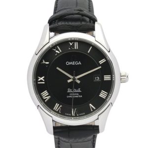 41 MM Steel Black Baton Replica Omega De Ville Hour Vision