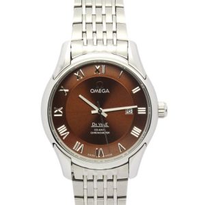 41 MM Steel Brown Baton Replica Omega De Ville Hour Vision